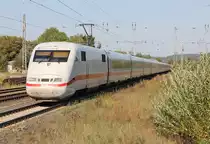 Am 16.09.2012 war wohl mal wieder die Schnellfahrstrecke zwischen G�ttingen und Kassel dicht. So wurden etliche ICE �ber die NSS und somit durch Eichenberg umgeleitet. Hier: 401 554 Richtung Kassel.