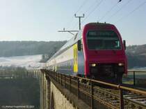 SBB S 5 Nach Rafz auf der Eglisauer Br�cke zwischen Eglisau und H�ntwagen-Wil am 01.02.2003