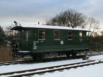 Dieser 1./2.Klassewagen KAB 971-210 stand,am 13.Januar 2013,in Putbus.
