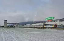 Ersatz IR 2121 (Biel-Z�rich) bei Durchfahrt in Egerkingen. Im Bild ist ein Doppel RBe Pendel, zuvorderst der RBe 540 048-6, 22.01.2013.