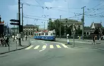 Z�rich VBZ Tram 10 (Be 4/4 1389) Bahnhofbr�cke im Juli 1983.