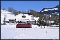 218 454-7 f�hrt im Alleingang am 23. Januar 2013 Richtung Oberstdorf.