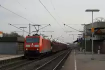 185 159-1 mit einem G�terzug Osnabr�ck-Emden auf Bahnhof Ibbenb�ren am 28-12-2012.