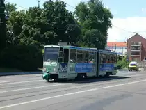 Frankfurt(Oder): Stra�enbahnlinie 3 nach Europa-Universit�t an der Haltestelle Zentrum.(6.7.2011) 