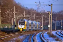 ET 445.111 (445 111-8) ODEG - Ostdeutsche Eisenbahn GmbH als RE4 (RE 37320) von Ludwigsfelde nach Rathenow, bei der Einfahrt in Rathenow. 25.01.2013 
