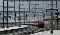 Auch im Wallis herrscht nicht immer eitel Sonnenschein...
SBB Re 460 068-0 erreicht mit einem IR nach Gen�ve A�roport Martigny. 
19. M�rz 2011