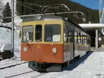 BLM - Be 4/4 31 beim verlassen des Bahnhof Gr�tschalp am 26.01.2013 .. In Gr�tschalp muss f�r nach Lauterbrunnen umgestiegen werden in die Luftseilbahn ..