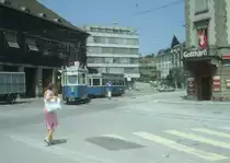 Z�rich VBZ Tram 10 (Be 4/4 1395) Seestrasse / Tessinerplatz / Bahnhof Z�rich-Enge im Juli 1983.