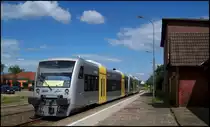 Ostseeland Verkehr VT 009 und VT 010 als OLA nach Ueckerm�nde Stadthafen am 28.07.2009 in Torgelow