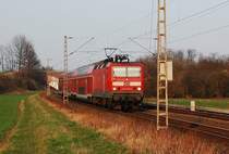 143 813-4 mit RB 27 zwischen Noithausen und Gubberath nach Mnchengladbach am 22.3.2012