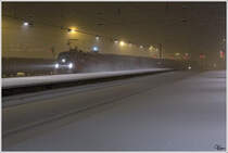 Bei dichtem Schneetreiben fhrt rj 730 in Knittelfeld ein.
16.1.2013