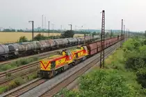 Am 5.Juli 2012 durchquerten MEG 212 & 213 mit einem leeren Kohle-Zug den Bahnhof Gro�korbetha Richtung W�hlitz.