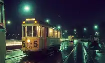 K�benhavn / Kopenhagen KS SL 5 (Grossraumtriebwagen 579) Amager Boulevard / Thorshavnsgade am 9. Februar 1970. 