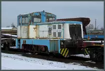Lok 1 der Hafenbahn Sch�nebeck wartet am 20.01.2013 im Magdeburger Hafen auf bessere Zeiten.