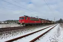 155 273-6 bei der Ausfahrt aus dem VW-Werk in Mosel in Richtung Zwickau.09.02.2013