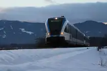 VT63.08 bei der einfahrt in die Haltestelle St.Peter im Sulmtal am 5.2.2013