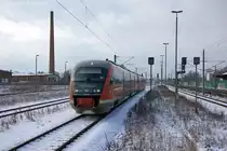 642 666-1  800 Jahre Sachen-Anhalt  & 642 187-8 als RB13 (RB 17961) von Stendal nach Rathenow, bei der Einfahrt in Rathenow. 09.02.2013