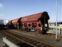 Ein DB Cargo Sch�ttgutwagen Zug steht am 09.02.13 in Hanau Hafen