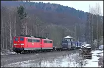 151 067 und 151 048 mit G�terzug am 10.02.13 in Vollmerz