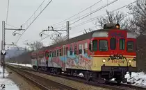 S� 814-021 f�hrt durch Maribor-Tabor Richtung Zidani Most. /1.2.2013