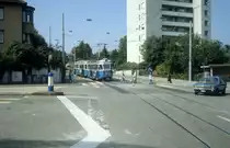 Z�rich VBZ Tram 11 (Be 4/4 1430) Hofwiesenstrasse / Regensbergstrasse im Juli 1983.