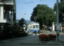 Z�rich VBZ Tram 11 (Be 4/6 2026) Hofwiesenstrasse / Edisonstrasse / Bahnhof Z�rich-Oerlikon im Juli 1983.