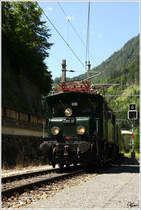 E-Lok 1080.01 fhrt mit Sonderzug R 16413 von Selzthal nach Hieflau. 
Hieflau 19.07.2008  