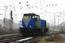 V104  Sally  von der Rurtalbahn rangiert in Aachen-West  bei leichten Schneefall am Rosenmontag 11.2.2013.  