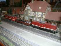 Whrend der Rungenwagen fr das Industriegebiet bestimmt war,wurde der Holzroller 211 035 im Tunnel,auf meiner H0-Zimmeranlage, versteckt .