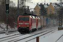 Nicht schn, aber selten: 152 009 & 044 am 09.02.13 am Mnchner Heimeranplatz