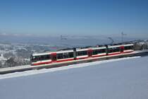 ABe 4/8 33 verlsst am 10.02.2013 Speicher in Richtung St. Gallen.