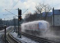 Nachschuss auf den Schrottzug von Nrnberg nach Trier-Ehrang am 20. Februar 2013 in Nrnberg-Glaishammer. Am Zugschluss hngt 80-35 525 (Bybdzf 482.1).