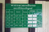 Abfahrtstafel im Bf. Ron Phibun am 07.J�nner 2013. Das Angebot f�r die Reisenden ist halt etwas sp�rlich.
