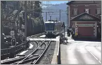 D48 mit ABe 4/6 62 der SSIF (italienischer Teil der Centovallibahn)in Ponte Brolla. (15.02.2013)
