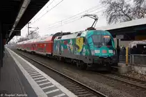 182 013-3  BUGA 2015 In der Havelregion  mit dem RE1 (RE 18124) von Eisenh�ttenstadt nach Magdeburg Hbf im Brandenburger Hbf. 28.02.2013