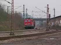139 132 mit leerem Fl�ssigeisenzug nach Dillingen am 28.2.13 bei Bous.