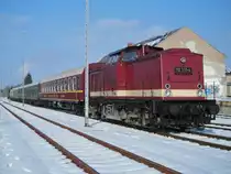 Am 02.03.13 hatte die L�bauer 52 8080-5 ihre letzte Fahrt nach Chemnitz, hir in Chemnitz S�d Bahnhof. Schublok war 112 331-4.