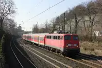 110 409-0 zog am 02.03.2013 den Fu�ball-Sonderzug (RE 10321) von Gelsenkirchen nach Wolfsburg und konnte kurz vor Bielefeld fotografiert werden.