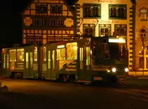 EVAG 518 w�hrend einer Nachtsonderfahrt der Erfurter Nahverkehrsfreunde, am 02.03.2013 am Domplatz S�d.