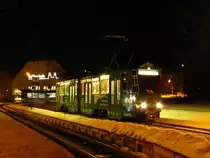 EVAG 518 w�hrend einer Nachtsonderfahrt der Erfurter Nahverkehrsfreunde, am 02.03.2013 an der Th�ringenhalle.