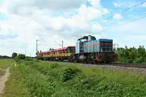 SWEG-Lok V172 mit einem �bergabezug (�g) von Neuenburg (Baden) nach Freiburg (Breisgau) Gbf am 30.07.12 bei H�gelheim.