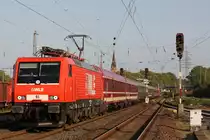 WLE 81 am 16.9.12 mit einem Sonderzug bei der Durchfahrt durch M�lheim-Styrum.Am Zugschluss hing WLE 23.