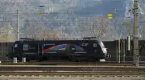 Eine ganz neue Lok in Kufstein. 182 502-5 der EG Potsdam abgestellt am 3.3.2013 im Bahnhof Kufstein. Mal sehen, ob diese Lok jetzt �fter zu besuch kommt?
