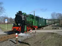Weil zwei Fahrg�ste,am 03.M�rz 2013,in Posewald aussteigen wollten,hielt der P 104 G�hren-Putbus,gezogen von der Mh52,in der Bedarfsstation.
