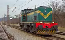S� 643-041 f�hrt als Lokzug durch Maribor-Tabor Richtung Studenci. /5.2.2013