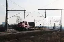 261 062-4 ist hier am 06.03.13 mit dem EK 54990 ( Riesa-Zeithain Rohrwerk ) bei R�derau unterwegs.