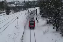 Am 13.02.13 fahren zwei unbekannte 612 gerade als RE nach Ulm Hbf ihrem n�chsten Halt Kempten Ost entgegen.