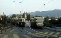Bern SVB Tram 3 (Be 4/4 103) Kirchenfeldbr�cke im Juli 1983.