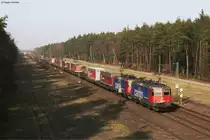 421 386-4 und 421 *** mit einme KLV Richtung S�den. Aufgenommen am 05.03.2013 bei Graben-Neudorf.