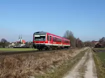 Die 628 560 als RB nach Rosenheim am 08.03.2013 unterwegs bei Alt�tting.